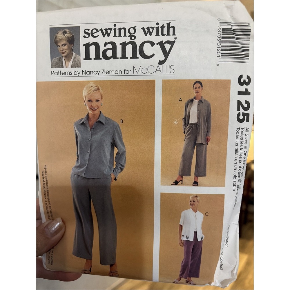 McCall's Sewing With Nancy Pattern 3125 Misses' Shirt Jacket & Capri Pants Uncut